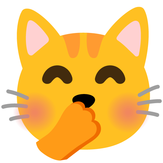 face with hand over mouth cat