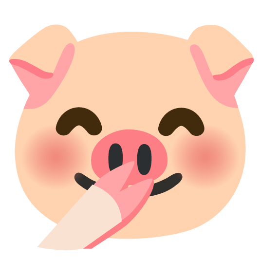 face with hand over mouth pig