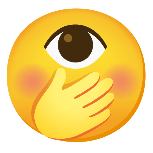 face with hand over mouth eye