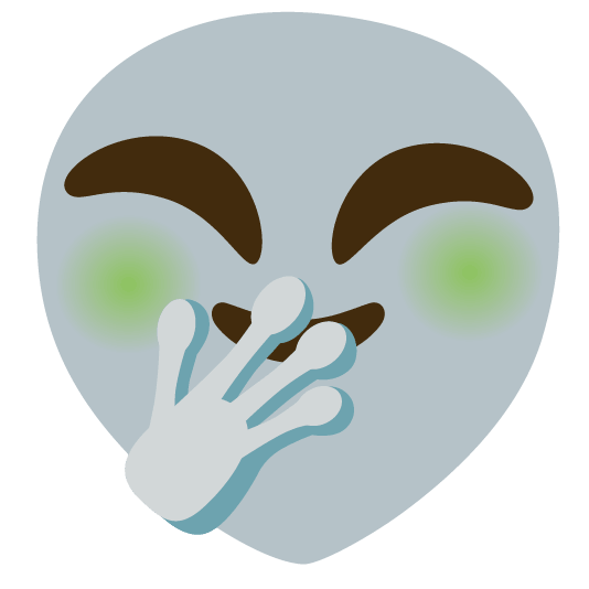 face with hand over mouth alien