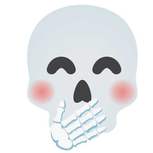 face with hand over mouth skull