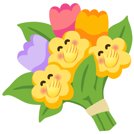 face with hand over mouth bouquet