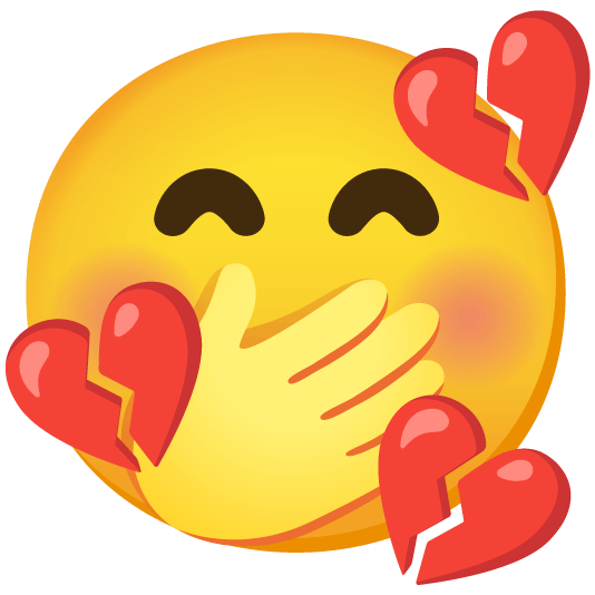 face with hand over mouth broken heart