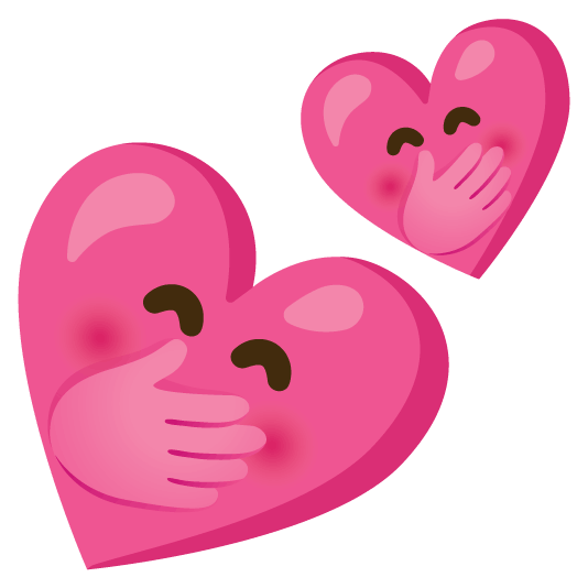 face with hand over mouth two hearts