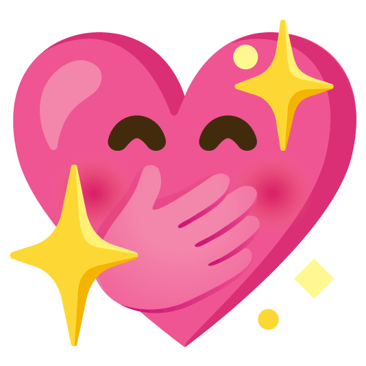 face with hand over mouth sparkling heart