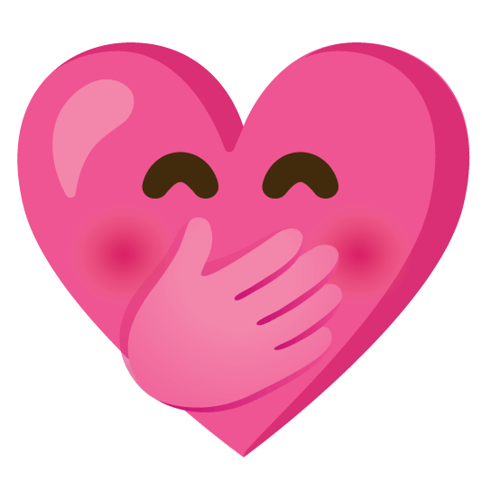 face with hand over mouth gift heart