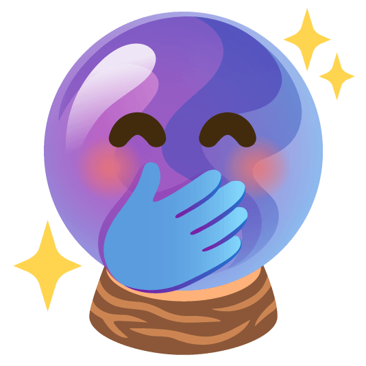 face with hand over mouth crystal ball