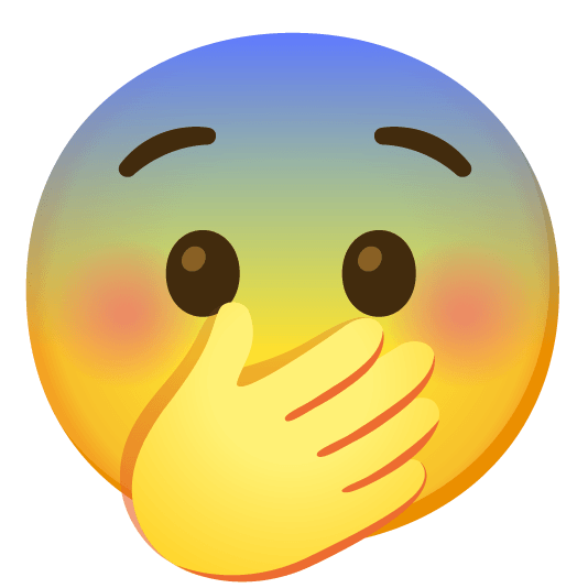 face with hand over mouth fearful