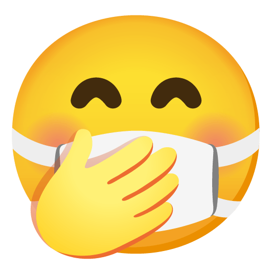 face with hand over mouth mask
