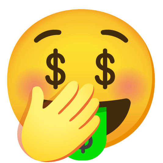 face with hand over mouth money mouth face