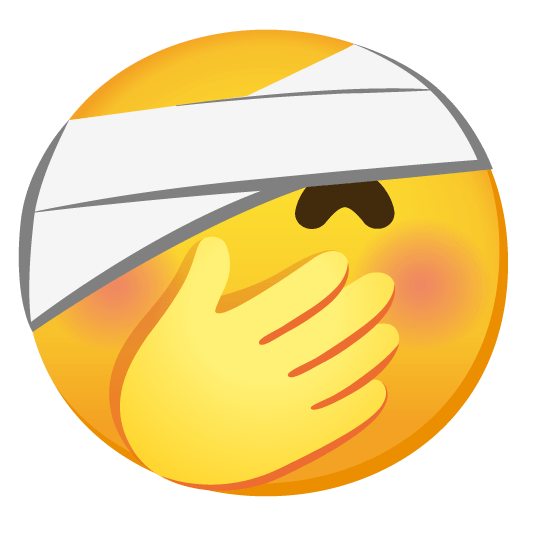 face with hand over mouth face with head bandage