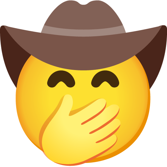 face with hand over mouth face with cowboy hat