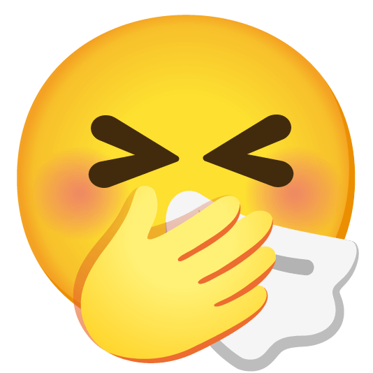 face with hand over mouth sneezing face