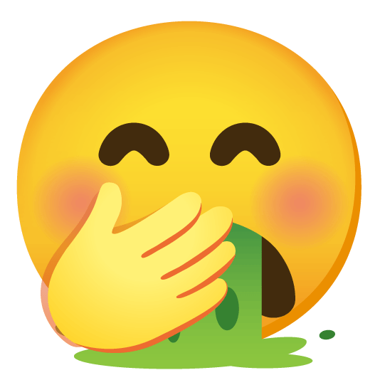 face with hand over mouth face vomiting