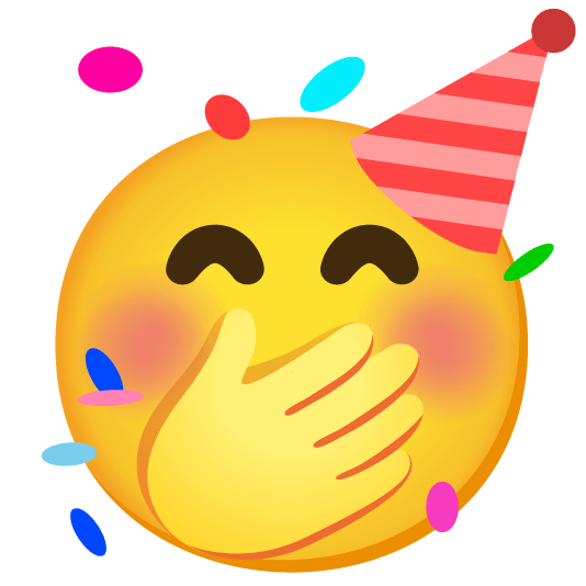 face with hand over mouth partying face