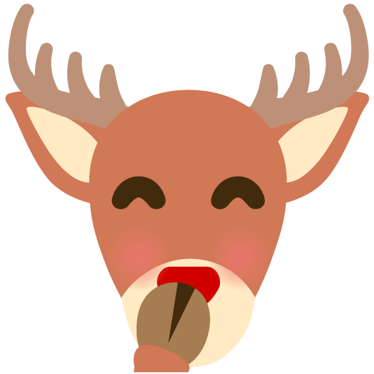 face with hand over mouth deer