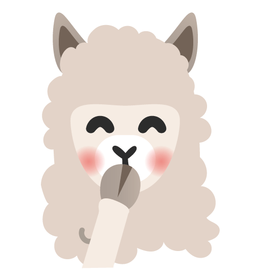 face with hand over mouth llama