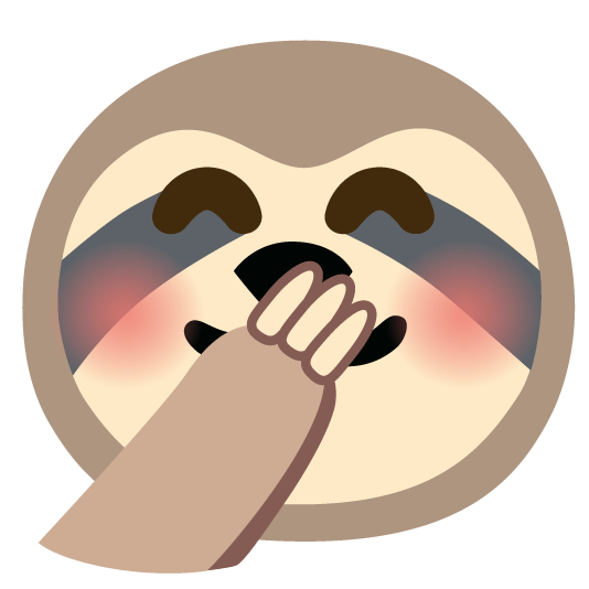 face with hand over mouth sloth