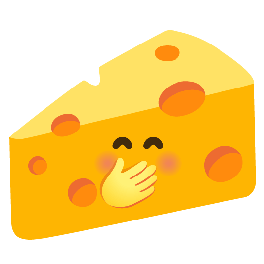 face with hand over mouth cheese wedge
