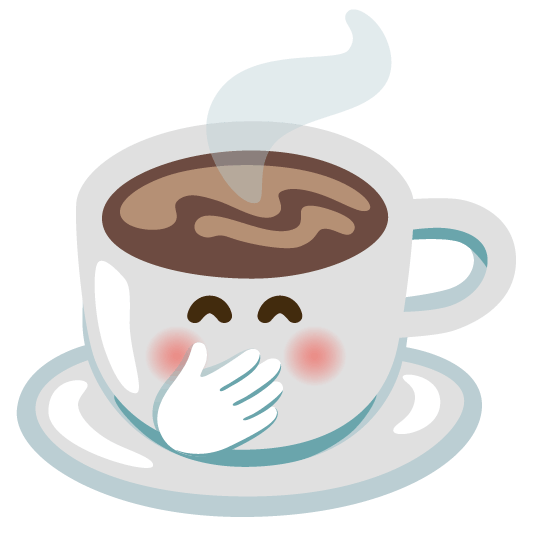 face with hand over mouth coffee