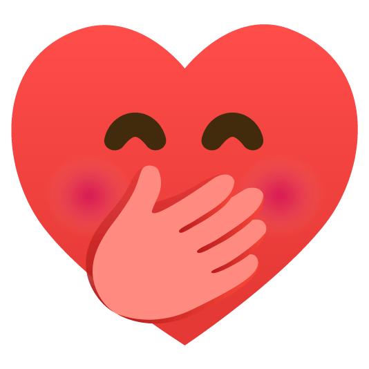 face with hand over mouth hearts
