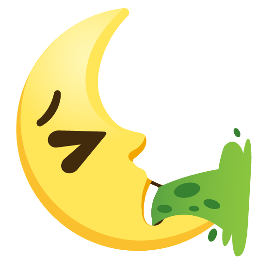 face vomiting last quarter moon with face