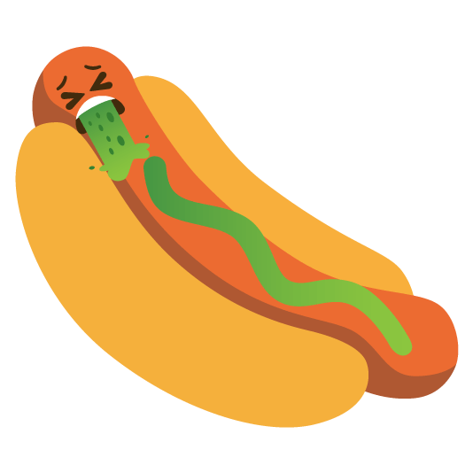 face vomiting hotdog