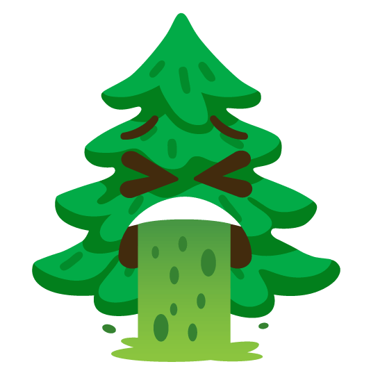 face vomiting evergreen tree