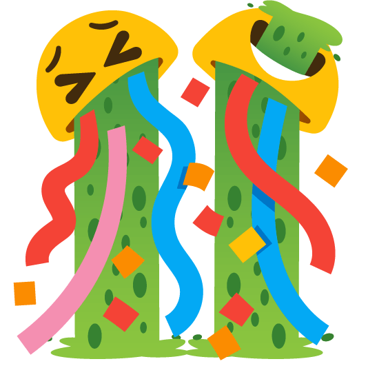 face vomiting confetti ball