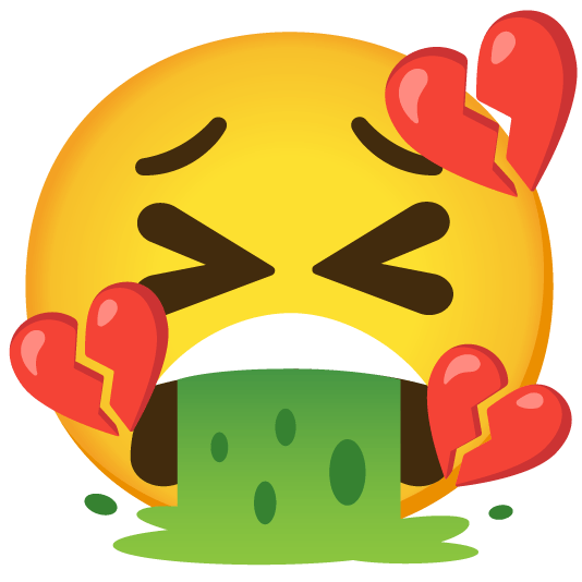 face vomiting broken heart