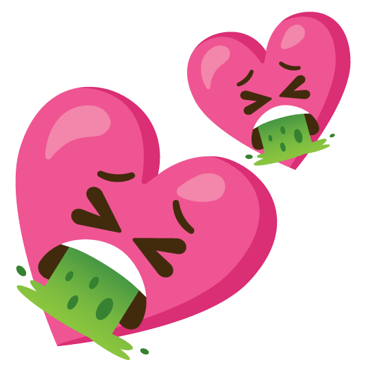 face vomiting two hearts