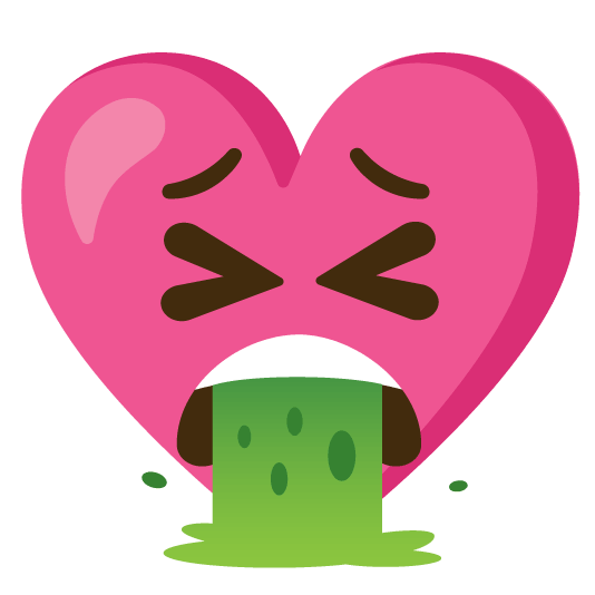 face vomiting gift heart