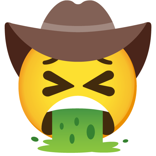 face vomiting face with cowboy hat