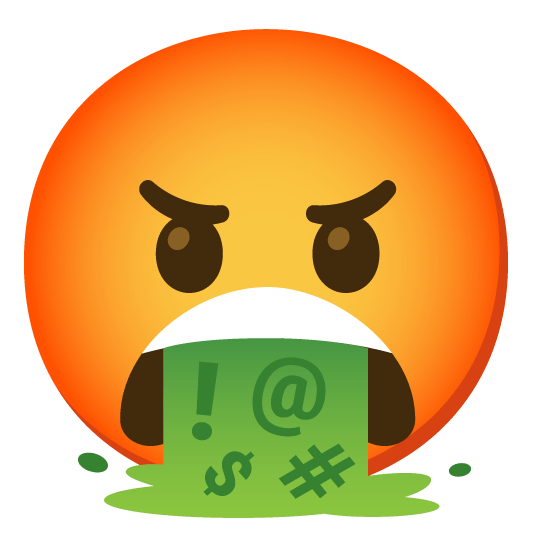 face vomiting face with symbols on mouth