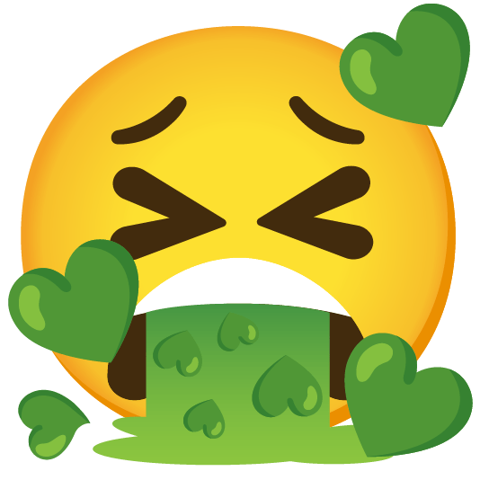 face vomiting smiling face with 3 hearts