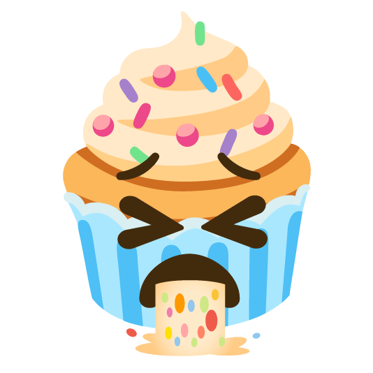 face vomiting cupcake
