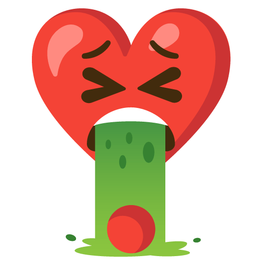 face vomiting heavy heart exclamation mark ornament