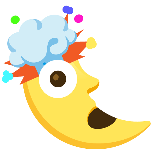 exploding head last quarter moon with face