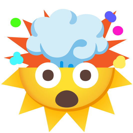 exploding head sun with face