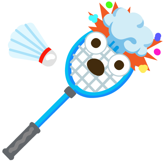 exploding head badminton racquet and shuttlecock