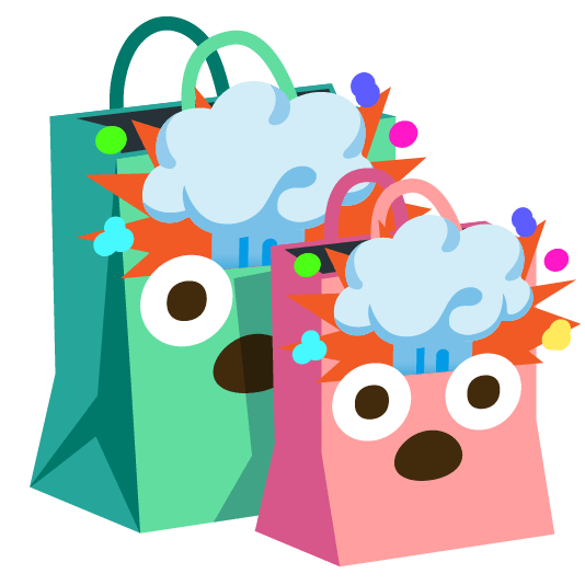exploding head shopping bags