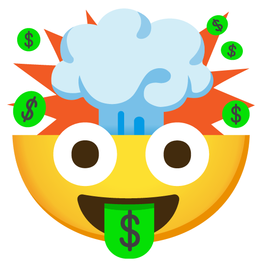 exploding head money mouth face