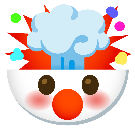 exploding head clown face