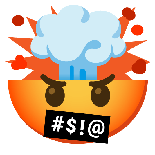 exploding head face with symbols on mouth