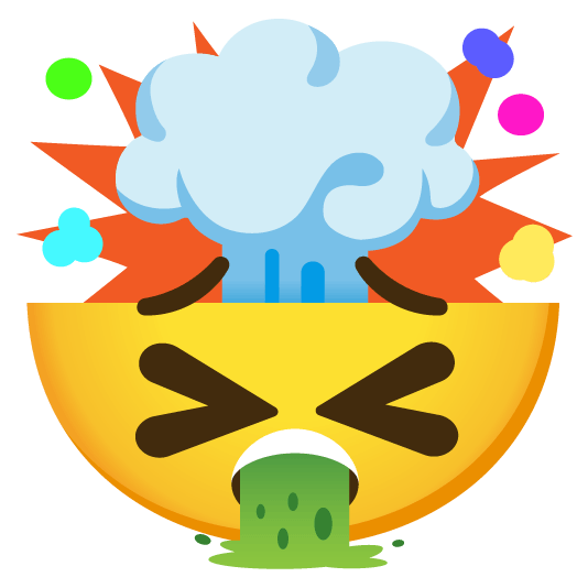 exploding head face vomiting