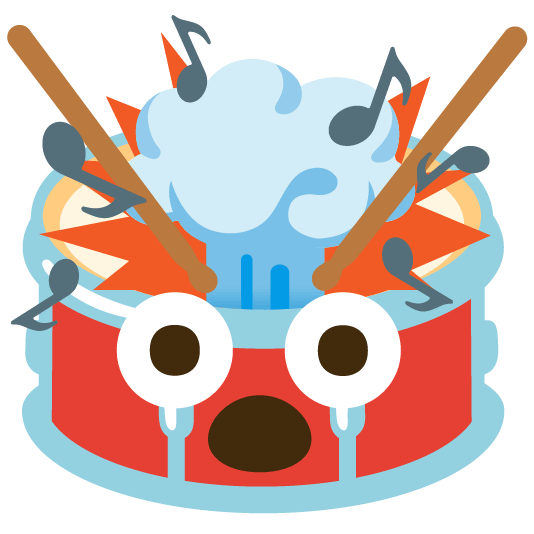 exploding head drum with drumsticks