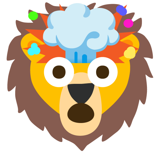 exploding head lion face
