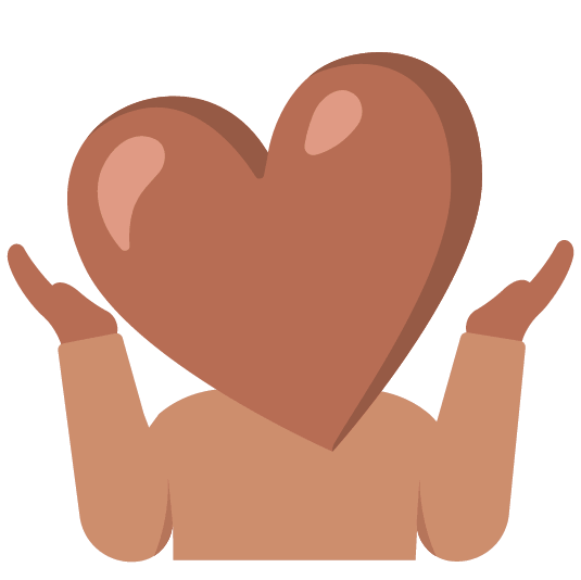 shrug brown heart