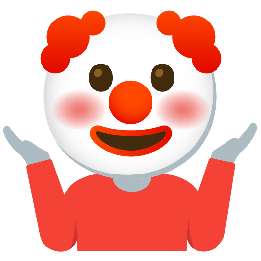 shrug clown face