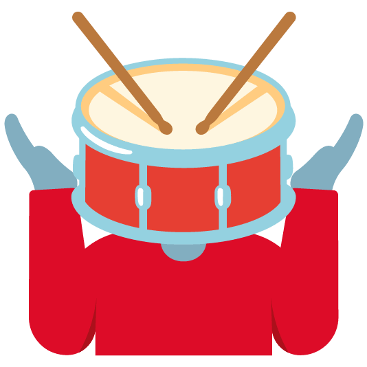 shrug drum with drumsticks